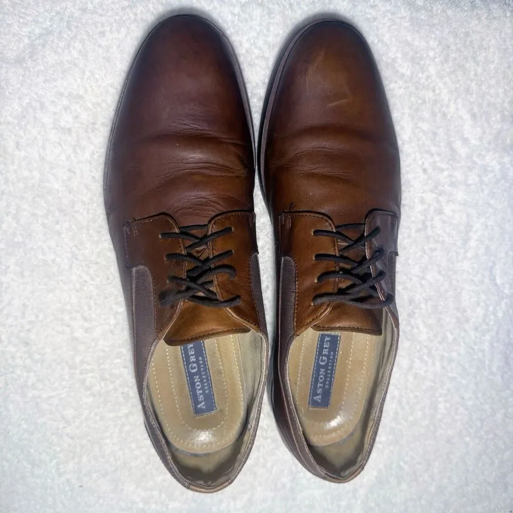 Aston Grey Collection 1013159 Legaoni Men's 12 Brown Leather Oxfords Shoes